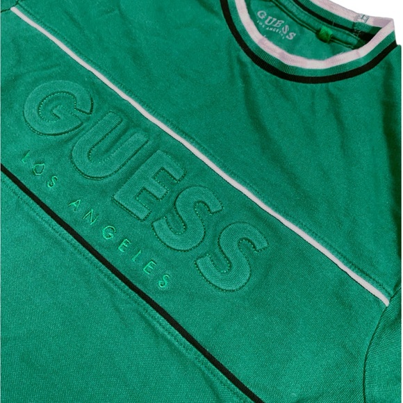 GUESS Men's Green Tee with White Accents - Picture 4 of 5